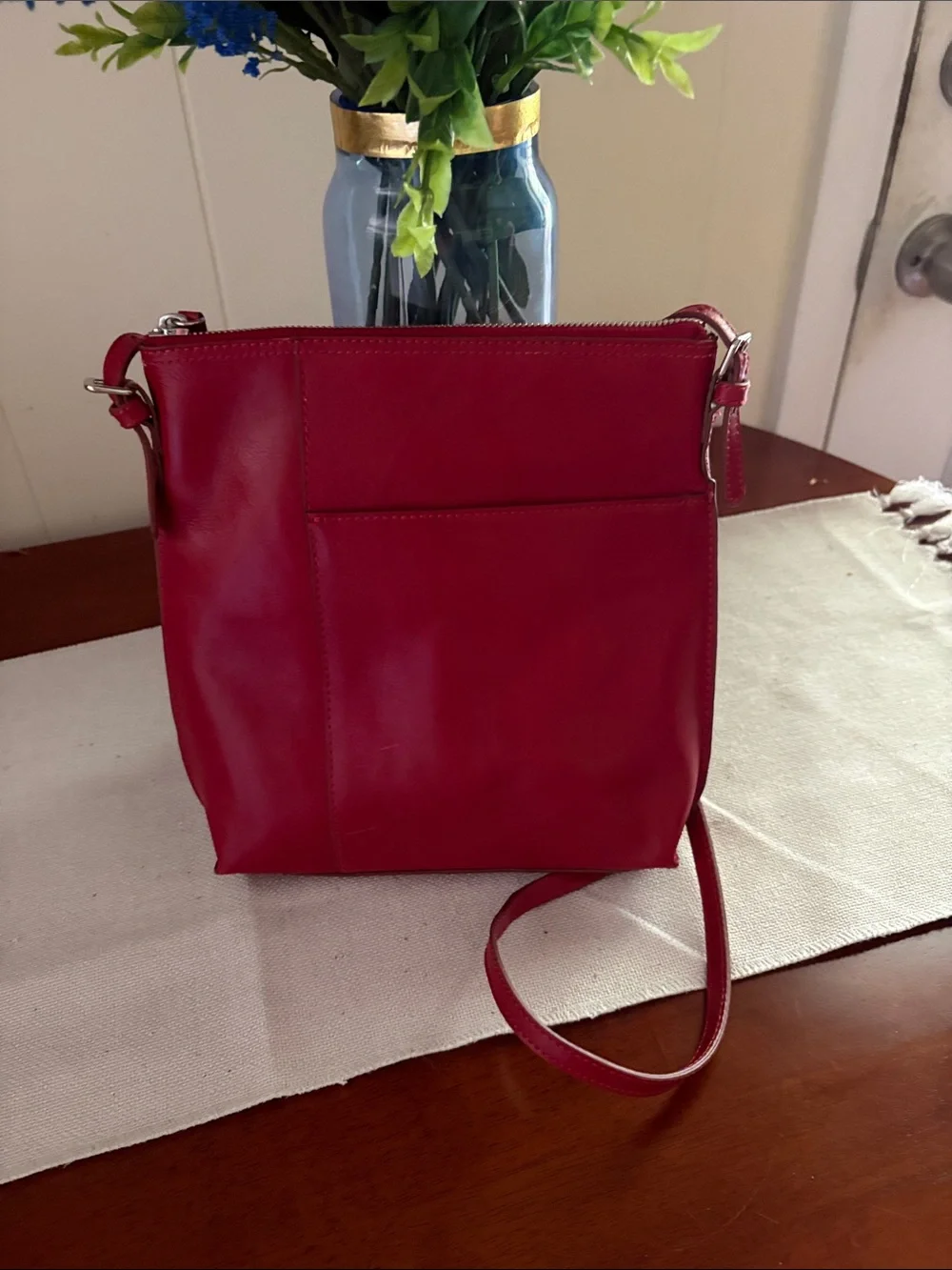 HOBO Red Leather Crossbody Tote